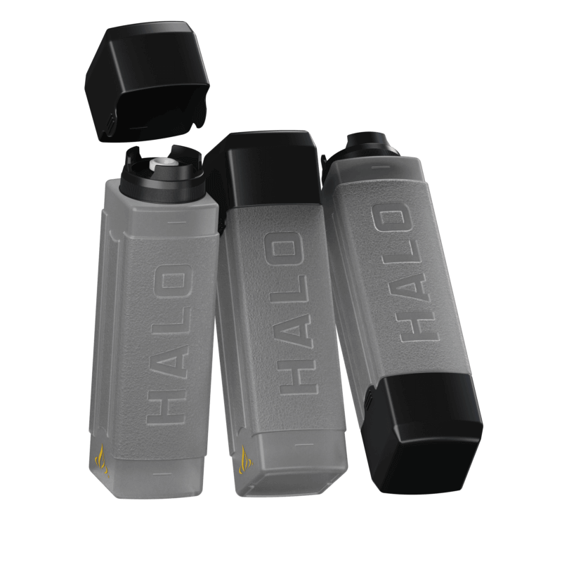 Halo Elite Squeeze Bottle Pack 3-Pack with 27 oz. capacity, pressure release valve, and snap-on lid for mess-free meal prep