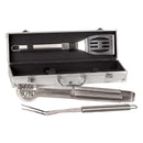 3‑Piece BBQ Tool Set in aluminum case with stainless tongs, spatula, and fork at DDR BBQ Supply