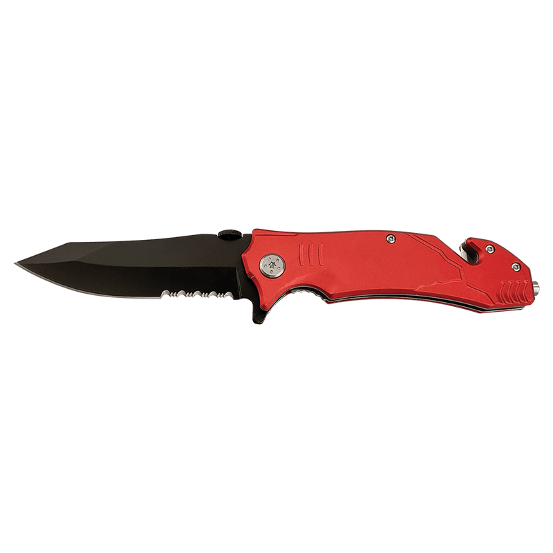 3.5 inch Rescue Knife Reliable Ready and Built for Emergencies multiple colors red, blue, wood, black, pink, orange at DDR BBQ Supply.