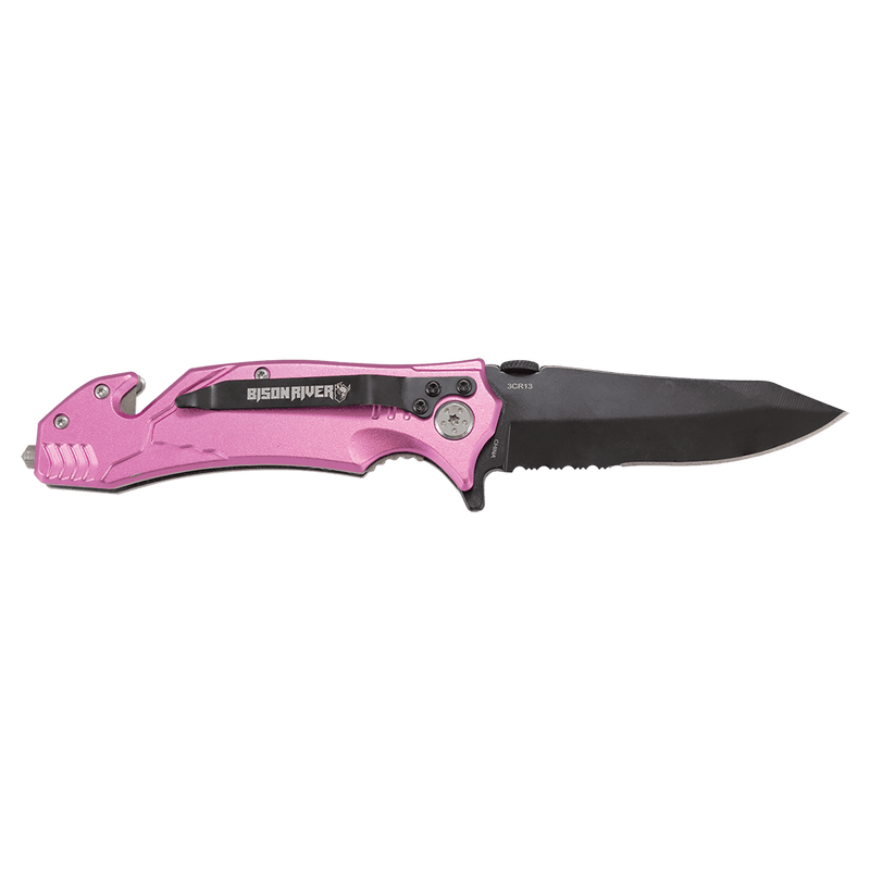 3.5 inch Rescue Knife Reliable Ready and Built for Emergencies multiple colors red, blue, wood, black, pink, orange at DDR BBQ Supply.