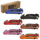 3.5 inch Rescue Knife Reliable Ready and Built for Emergencies multiple colors red, blue, wood, black, pink, orange at DDR BBQ Supply