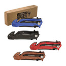 3.5" Rescue Knife – Reliable, Ready, and Built for Emergencies. By Bison River and available in four colors. 

