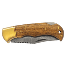 Bison River 3.75" Damascus Steel Knife with Leather Sheath – Compact Handcrafted Fixed Blade shown closed