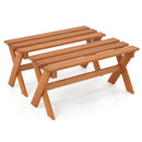 The DirectDeals Outdoor Wood Bench Set of 2 - 36 Inch Backless Patio Seating offers stylish, slatted benches with crossed legs—perfect for side-by-side outdoor charm.