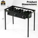 The DirectDeals 3 Burner Propane Stove 240000 BTU Outdoor Camping Grill features three control knobs, sturdy four-leg design, handles up to 660 lbs, and measures 34.5″W x 18″D x 29″H—perfect for outdoor cooking.