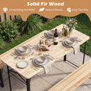 The DirectDeals 3-Piece Folding Picnic Table with Benches Fir Wood Portable Bear Camping SET seats six, features fir wood benches and table, and is easy to clean. Solid fir wood ensures durability and natural beauty. Grass and patio visible.