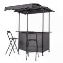 The DirectDeals 3-Piece Patio Bar Set Outdoor Grill Gazebo and 2 Folding Bar Stools features a metal frame, canopy for shade and privacy, and a spacious counter—ideal for outdoor gatherings or your grill gazebo.