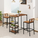 A modern dining area with wood high-top table and shelves of fruit welcomes you inside, before grilling under the DirectDeals 8 x 5 x 7 FT Grill Gazebo Outdoor BBQ Canopy with Metal Frame just outside.