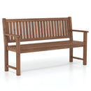 The DirectDeals 3-Seater Wooden Garden Bench with Backrest, 59 Inch, is made of sturdy fir wood with a slatted seat and back, plus armrests—ideal outdoor seating shown on a white background.