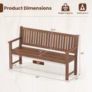 The DirectDeals 3-Seater Wooden Garden Bench with Backrest, 59 Inch, seats up to 3 and supports 990 lbs. Made from fir wood with a slatted design; measures 59″W x 21″D x 35″H and features a comfortable 17° seat angle.