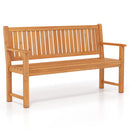 The DirectDeals 3-Seater Wooden Garden Bench with Backrest, 59 Inch, features a slatted seat and backrest, fir wood construction, and armrests—perfect for outdoor seating against a plain white background.