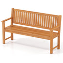 The DirectDeals 3-Seater Wooden Garden Bench with Backrest, 59 Inch, features a fir wood slatted seat and backrest with armrests—ideal for stylish outdoor seating.