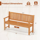 The DirectDeals 3-Seater Wooden Garden Bench with Backrest, 59 Inch, seats 3, features durable fir wood, arms, a slatted back, and supports up to 990 lbs—perfect for outdoor seating.