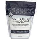 Saltopia Mediterranean Flake Sea Salt 3lbs from SALTOPIA Infused Sea Salts comes in a white and navy resealable bag with decorative patterns and a Hand Sifted icon—this unrefined salt adds delicate gourmet flavor to your kitchen.