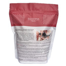 A red and white SALTOPIA Infused Sea Salts bag labeled “Saltopia Pink Himalayan Fine Salt 3lbs” features mineral-rich pink and white salt crystals, including pure Himalayan salt, shown with a spoon on the front.