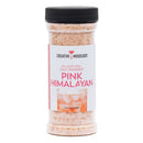 A clear plastic jar of The Spice Lab Pink Himalayan Salt Cocktail Rimmer with a black lid, featuring a label showing a pink salt-rimmed drink and product details—perfect for adding a gourmet touch to margaritas.