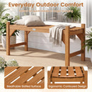 DirectDeals 40-Inch Outdoor Bench with Contoured Seat - Set of 2 features a breathable slatted design and ergonomic comfort, perfect for quick breaks or lounging outdoors. Includes a beige throw for added style.