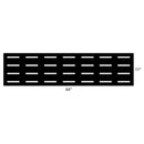 The DDR Fab Custom Charcoal Grate, measuring 44" long by 11" wide, is a rectangular black heavy-duty grate with evenly spaced horizontal slots—ideal for offset smokers.