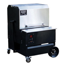DDR BBQ Supply Myron Mixon BARQ 2400 pellet smoker with stainless steel lid and black heavy-duty competition cart