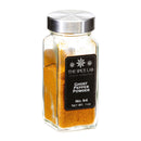A transparent glass jar with a silver lid holds vibrant orange Ghost Pepper Powder—also called Bhut Jolokia—for extreme heat. The black label displays the brand name “The Spice Lab,” the product name “Ghost Pepper Powder,” No. 94, and the net weight of 1 oz.
