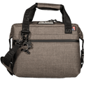 Shale soft-sided cooler by Bison Coolers with black straps, and an American flag patch.
