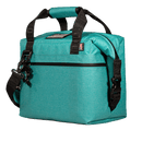 Seafoam 12-can soft-sided cooler by Otter Creek, featuring black straps and hardware.