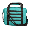 Seafoam 12-can soft-sided cooler by Big Chillers with black straps.