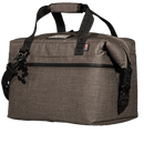 Shale colored soft-sided cooler by Bison Coolers with black straps and trim.
