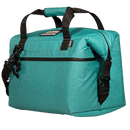 Seafoam soft-sided cooler by Hayden, featuring black zippers and black nylon straps.