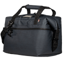 Navy soft-sided cooler by Hayden, featuring black straps and zipper, with an American flag tag.
