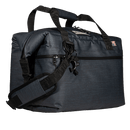 Navy 24-can soft-sided cooler by Bison, with black straps and carry handle.