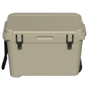 Sand 55-quart wheeled cooler by Bison, shown in a front-facing studio shot.
