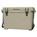 Duck camo wheeled cooler by RTIC, featuring black latches and handle, with "Made in USA" text.