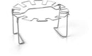 The Napoleon Chicken Leg Grill Rack (56032) by Napoleon Grills features a stainless steel frame with three foldable legs and notched sections to hold eggs or chicken wings upright for versatile grilling.