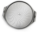 The Napoleon 14 Inch Stainless Steel Pizza Pan (56066) by Napoleon Grills features a round, perforated design with two handles—perfect for grilling veggies, small foods, or making crispy homemade pizza crust.