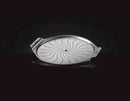 The Napoleon Grills 14 Inch Stainless Steel Pizza Pan (56066) features handy handles and spiral drainage holes for a crisp homemade pizza crust, shown against a black background.
