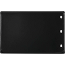 A blank black license plate with four mounting holes, two on the right and two on the top left—reminiscent in sleekness of the Napoleon Enameled Cast Iron Reversible Griddle for Rogue® 425 by Napoleon Grills.
