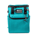 Seafoam soft-sided cooler by Bison Coolers featuring a top zipper closure and front pocket.