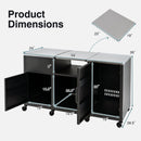 The DirectDeals Outdoor Grill Table 59″ with Removable Shelves & Storage features three compartments, drawers, and doors for easy access—ideal as an outdoor cooking station. Fully open: 59x24x35; removable top: 23x19.