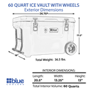 Blue Coolers 60 Quart Roto Molded Cooler Epic 10 Day Ice Retention Camping