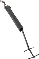 The Napoleon Grid Lifter with Hardwood Handle (62121) by Napoleon Grills features a sturdy metal shaft, rectangular hardwood grip, and leather strap for hanging—perfect for lifting grill grids and adjusting logs in the fireplace.