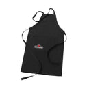 The Napoleon Black Grilling Apron (62131) by Napoleon Grills features a neck loop, long waist ties, front pocket, and a white and red Napoleon logo on the chest. Displayed against a white background.