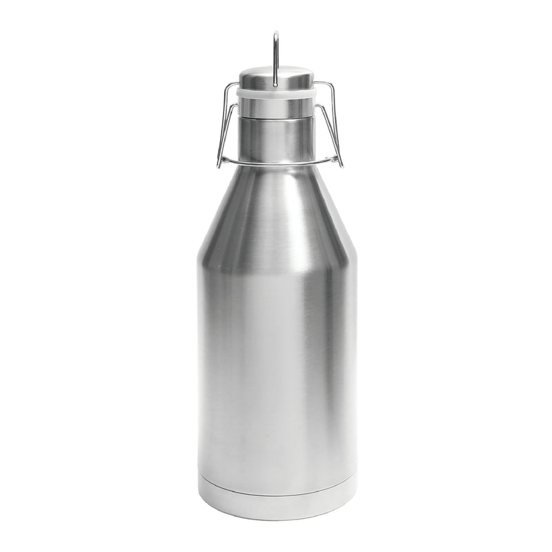 Polar Camel 64 oz insulated growler with swing-top lid in stainless steel or black for hot or cold drinks at DDR BBQ Supply
