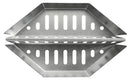 The Napoleon Charcoal Baskets for Kettle Grills (67400) by Napoleon Grills, made of stainless steel, are V-shaped with slotted sides for smoke release—ideal for kettle grills and heat control—displayed on a white background.