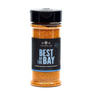 A clear spice jar with a black lid from The Spice Lab, labeled “Seafood Seasoning Set,” contains an orange-red blend perfect for seafood and shellfish dishes. With a net weight of 6.4 oz (181g), it’s ideal for seafood boils and is a great addition to any seafood seasoning collection.