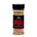 A clear plastic spice jar with a black lid labeled The Spice Lab Best Seller Seasoning Set, featuring a flavorful BBQ blend that’s perfect for beef, pork, and chicken—an essential addition to any grilling spices collection.