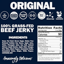 DDR BBQ Supply Manly Cans beef jerky nutrition label and ingredient list featuring grass-fed beef and natural spices