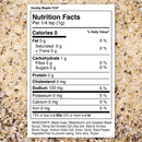 Nutrition facts label for The Spice Lab Smoky Maple Seasoning on a textured background. Ingredients and nutrition details—including calories, fat, carbohydrates, sodium, and protein—are clearly listed on the label for this sweet and savory seasoning from The Spice Lab.
