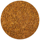 A close-up, circular image of The Spice Lab Brown Sugar Chili Rub by The Spice Lab, showcasing its coarse, reddish-brown spice blend with visible granules and specks of various sizes on a white background, highlighting the rich texture and depth characteristic of this signature rub.