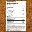 Nutrition facts label for The Spice Lab Brown Sugar Chili Rub by The Spice Lab, displayed on a textured brown spice background and emphasizing its bold BBQ seasoning and smoky barbecue flavor, with a detailed list of ingredients and nutritional information—including calories, fat, carbohydrates, protein, and sodium.